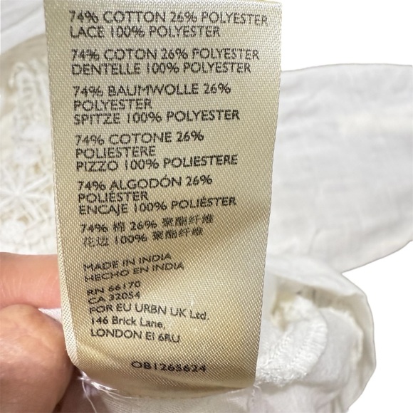 Free People Green Gardens Boho Ivory Cutout Embroidered Hem Tunic Top - Picture 8 of 15